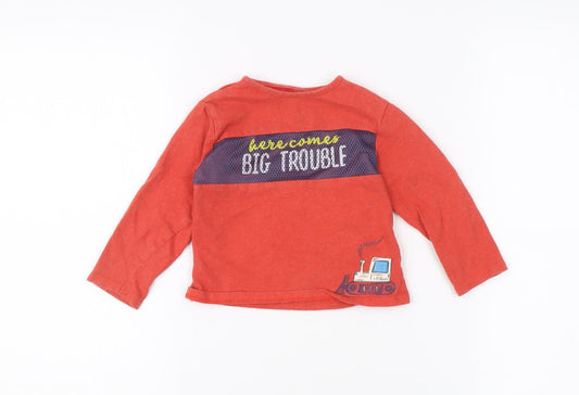 Additional front view of s.Oliver unisex baby red graphic print long sleeve t-shirt