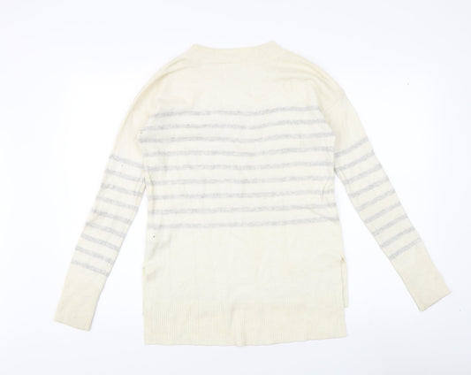 Gap Women's Ivory Striped Pullover Jumper XS