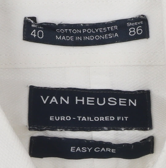 Van Heusen Men's White Dress Shirt, Size 40, Classic Fit