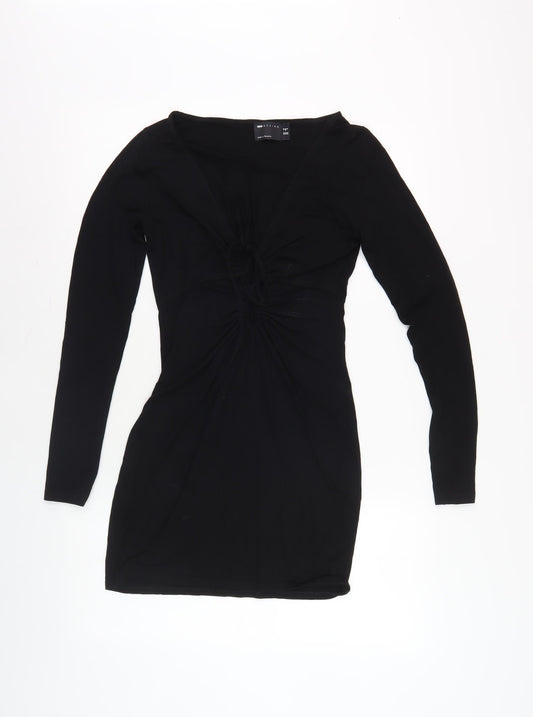 Additional front view of ASOS DESIGN Black Women's Long Sleeve Dress, size 12