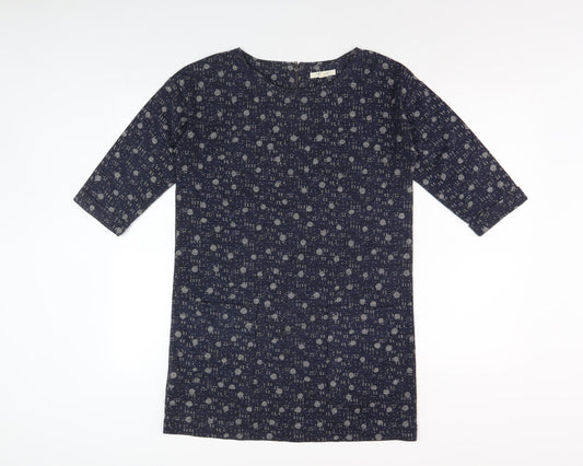 White Stuff Women's Blue Floral Dress, UK 8, 3/4 Sleeve