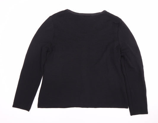 Planet Women's Black V-Neck Long Sleeve Top L