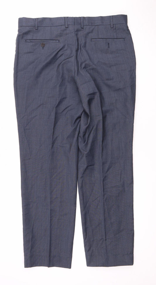 West End Men's Blue Dress Pants, Size L, Wool Blend