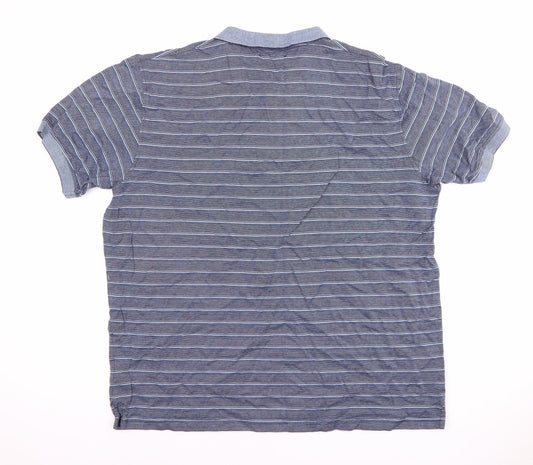 Emidio Tucci Men's Blue Striped Polo Shirt - Size 7