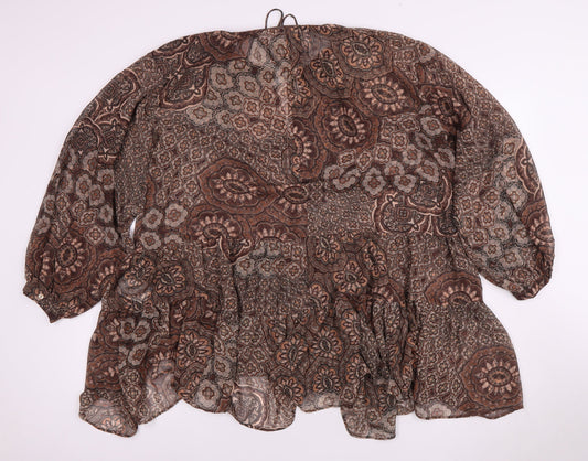 Womens UK Size S H&M Brown Tunic Blouse