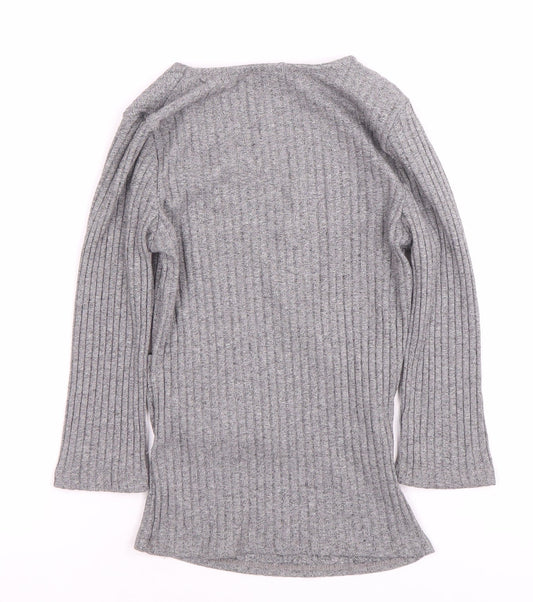 Bershka Grey Wrap Blouse for Women - Size 12