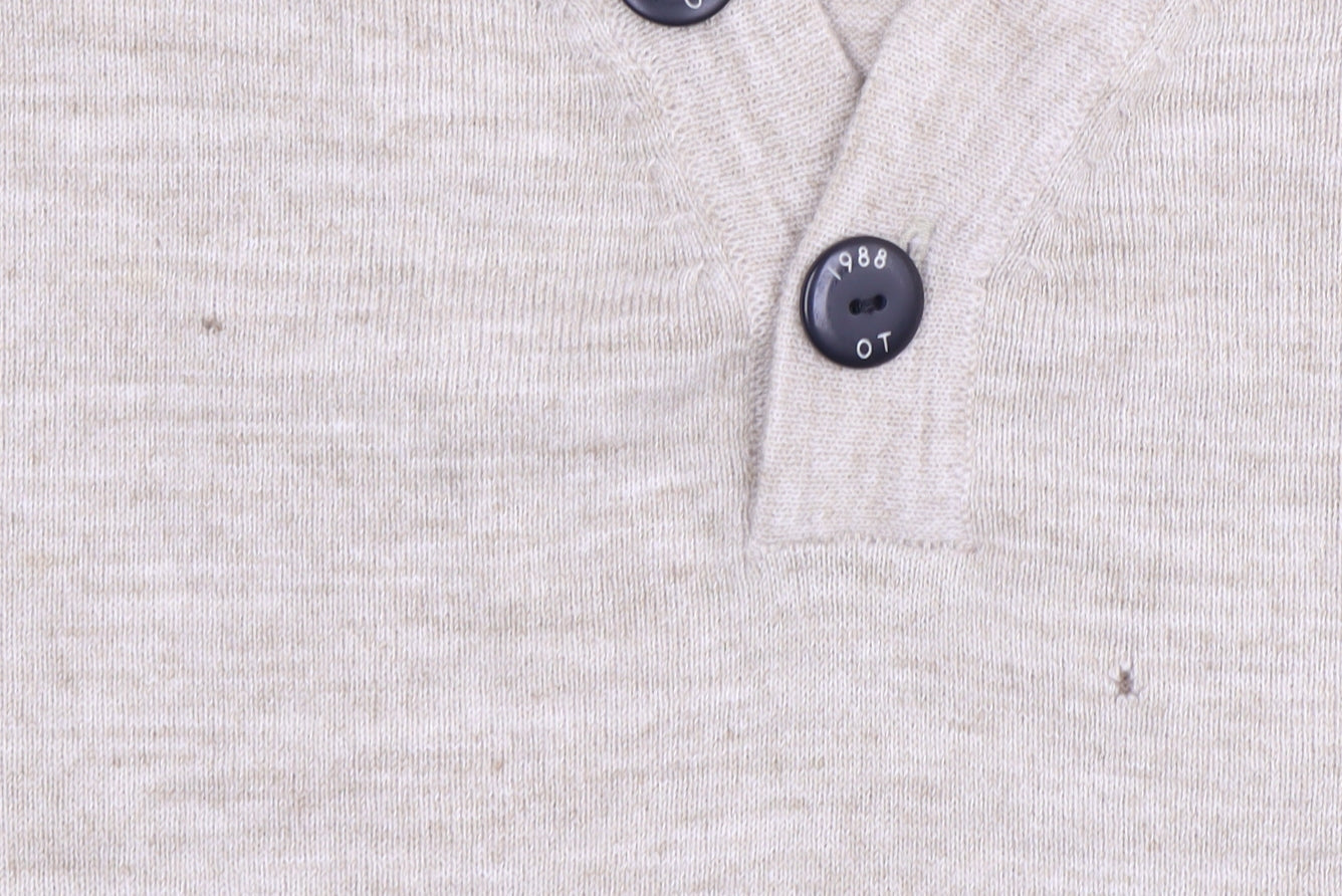 Petroleum Men's Beige Henley XL Knit Jumper