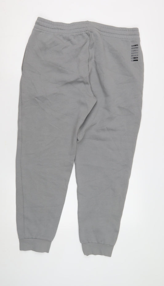 Emporio Armani Men's Grey Jogger Trousers, XL, Relaxed Fit