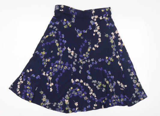 Marks and Spencer Women's Blue A-Line Floral Skirt Size 10