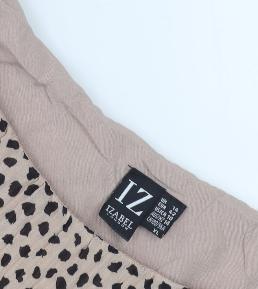 Womens UK Size 14 Izabel London Beige Tunic Blouse