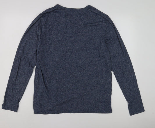 Red Herring Men's Blue Long Sleeve Henley T-Shirt Large