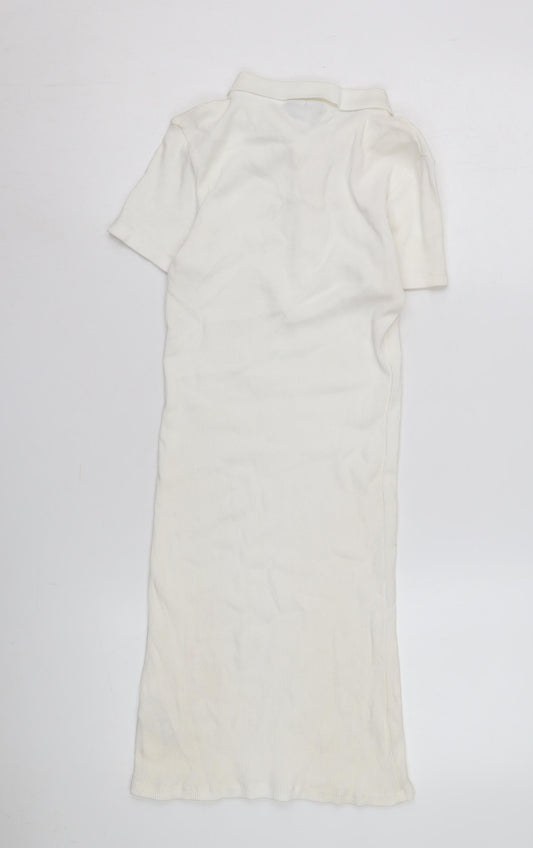 Topshop Women's White Shirt Dress, Size 8, Casual