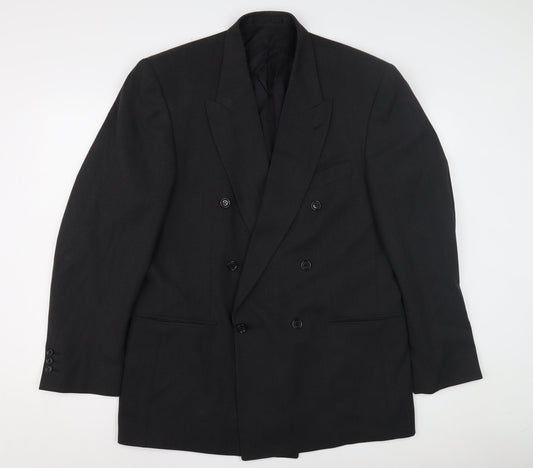 C&A Men's Black Double-Breasted Suit Jacket M