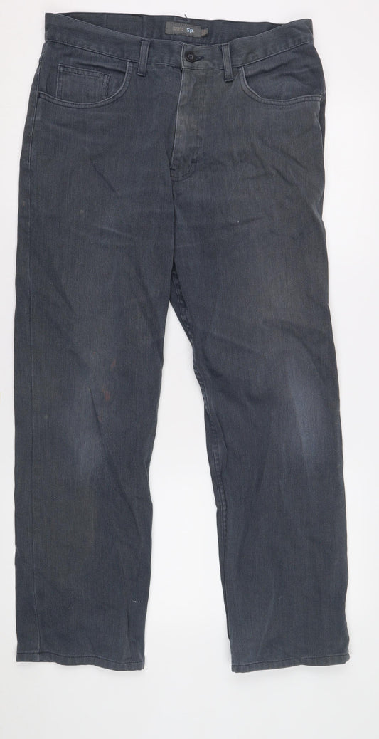 Marks and Spencer Men's Blue Trousers, Size 36