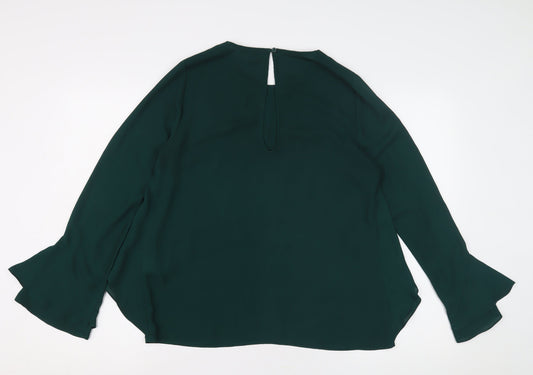 Womens UK Size 10 Warehouse Green Basic Blouse
