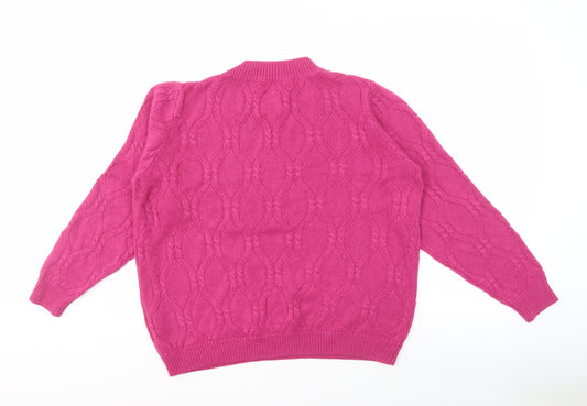 Damart Women's Pink Cable Knit Pullover Jumper Size 10