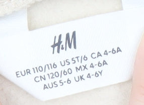 H&M Girls Beige Heart Print Full Zip Hoodie 4-6 Years