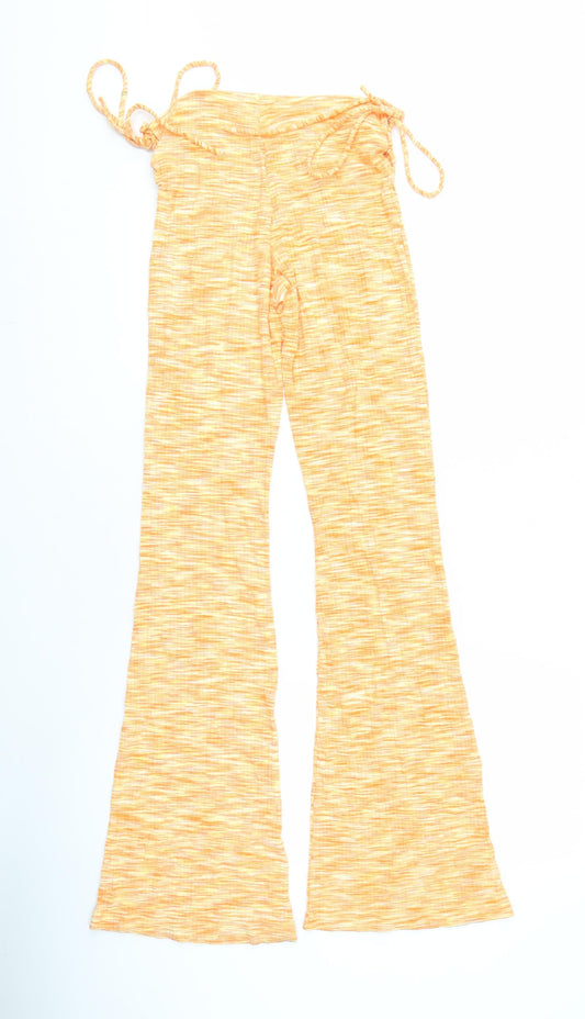 Bershka Yellow Women's Elastic Waist Trousers