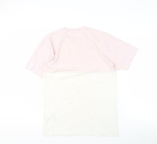 Vans Men's Pink Colourblock T-Shirt, Medium, Cotton