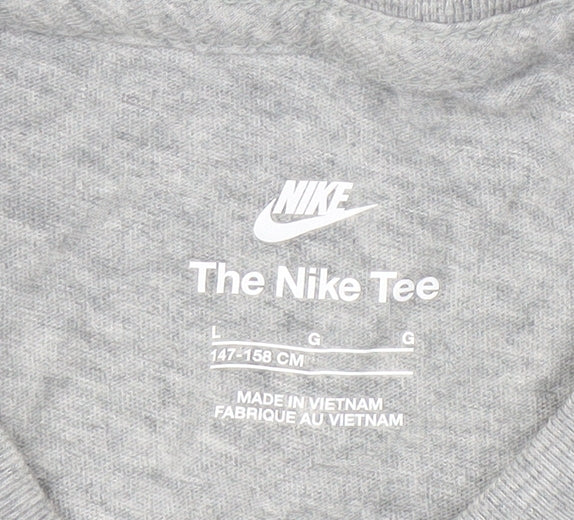 Nike Men's Grey Crew Neck T-Shirt L, Cotton, Logo