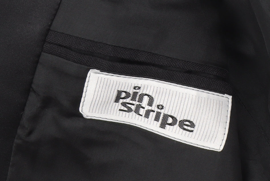 Pin Stripe Men's Black Blazer, 36 Short, Slim Fit