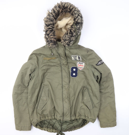 Womens UK Size 12 Brave Soul Green Parka Coat