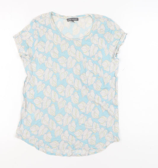 Womens UK Size 10 Laura Ashley Blue Basic T-Shirt