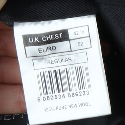 Mens UK Size 42 Jeff Banks Regular Black Suit Tuxedo