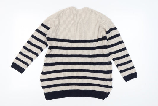 The White Company Women Beige Striped XS Pullover Jumper
