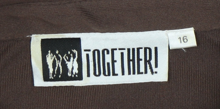 Womens UK Size 16 Together Brown Basic Button-Up
