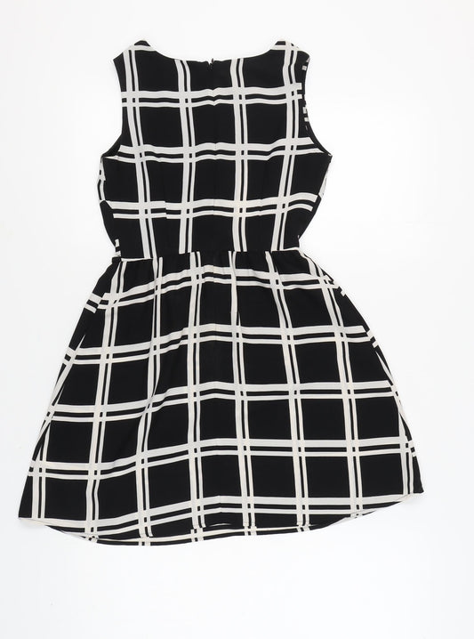 New Look Women's Black Check A-Line Dress Size 6
