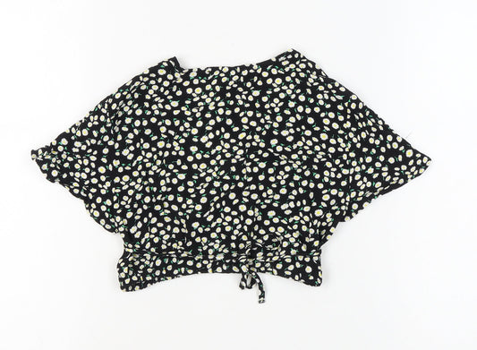 Bershka Women's Black Floral Blouse S