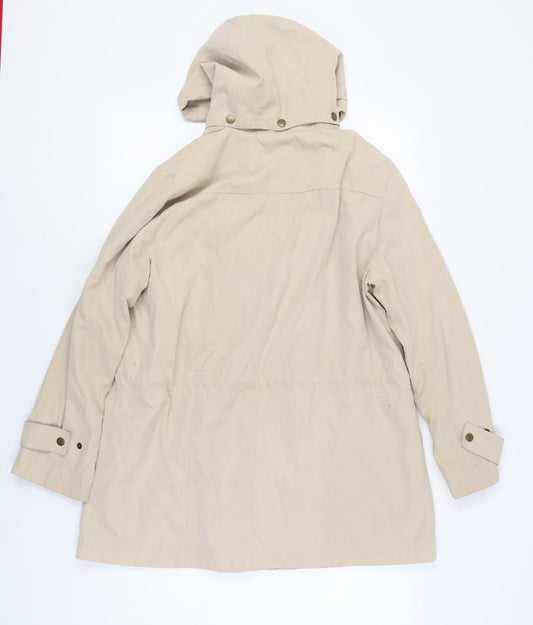 Daxon Women's Beige Parka Coat Size 14 Hooded Casual