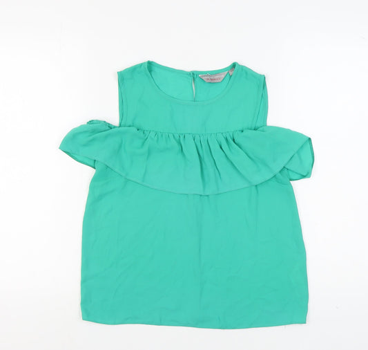Womens UK Size 8 Dorothy Perkins Green Ringer Blouse