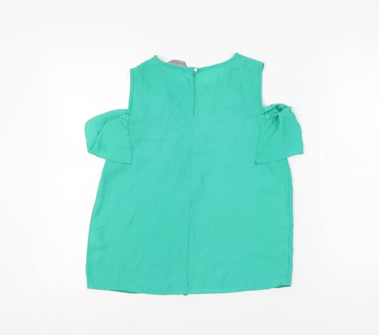 Womens UK Size 8 Dorothy Perkins Green Ringer Blouse