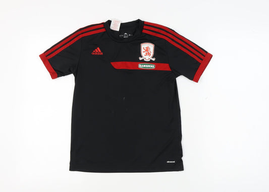 Additional front view of Adidas boys’ black football t-shirt 12 years