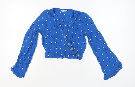 Womens UK Size 10 Miss Selfridge Blue Cropped Blouse
