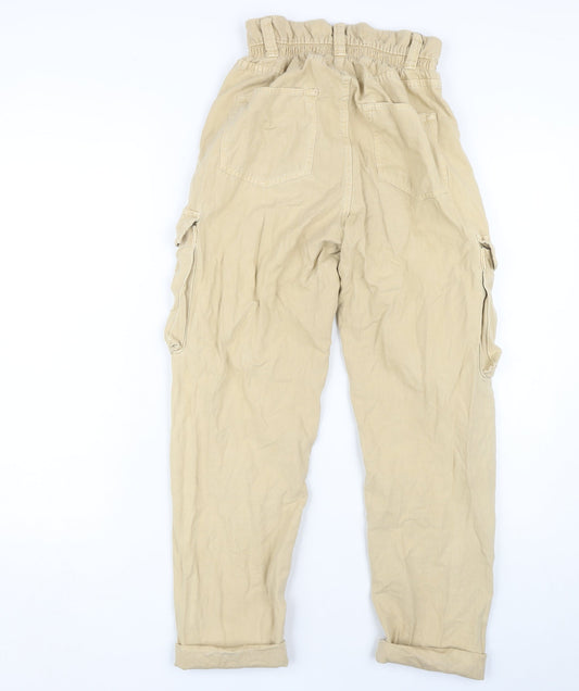 Bershka Women's Beige Cargo Trousers, Size 6, Spring Ready