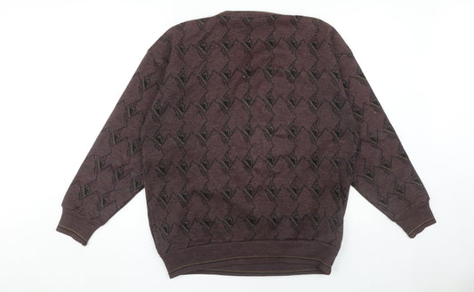 Pierre Sangan Men's Brown L Argyle V-Neck Pullover