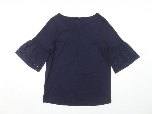 Next Women's Blue Bell Sleeve Cotton Blouse Size 10