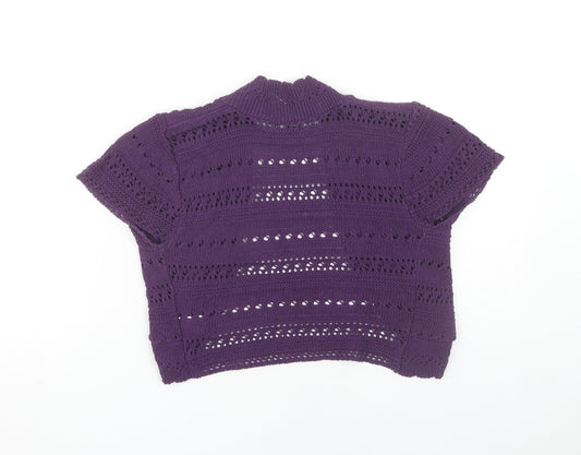 Pilot Womens Purple Knit Shrug S Short Sleeve