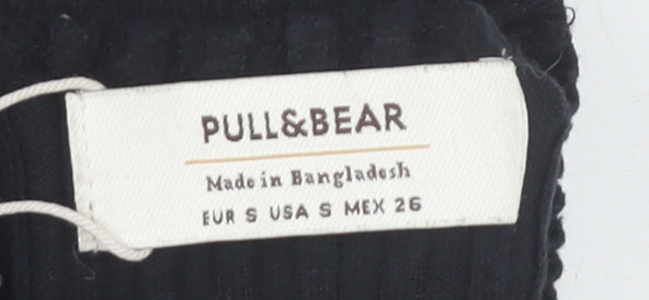 Womens UK Size S Pull&Bear Black Basic Blouse