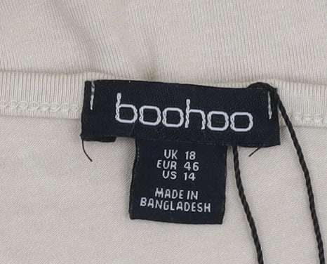 Boohoo Women's Beige Long Off Shoulder Dress Size 18