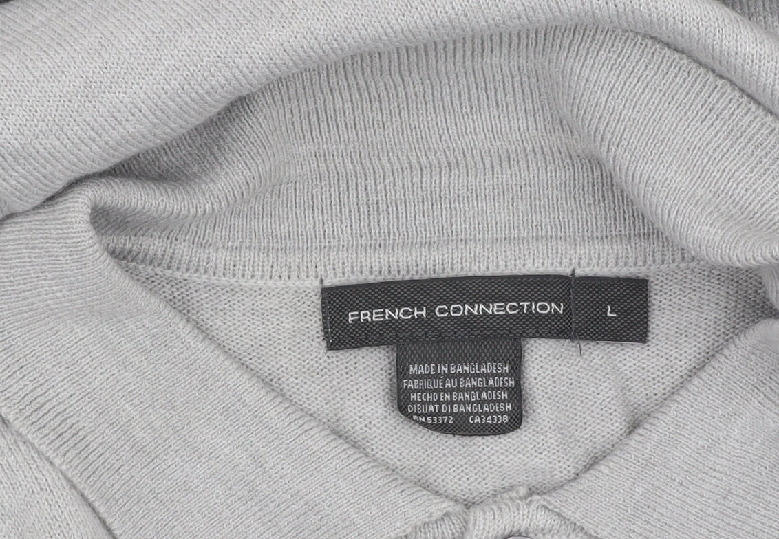 French Connection Men's Grey Collared Pullover Jumper