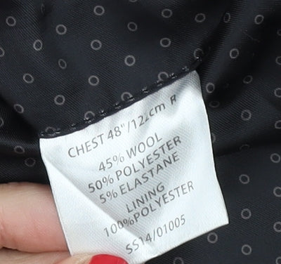 Brand and care label for 1860 Limited Collection Men's Black Blazer, size 48