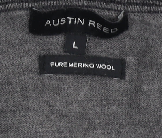 Austin Reed Men's Grey Wool V-Neck Pullover Jumper L