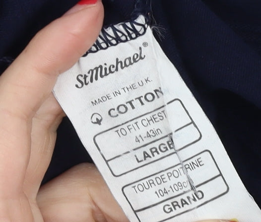 Marks and Spencer Men's Blue Polo Shirt L