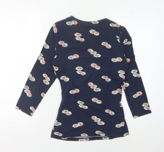 Boden Women's Blue Floral Wrap Blouse Size 10