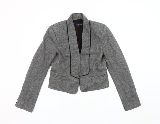 Additional front view of French Connection Grey Blazer Women, size 8, Wool Tweed