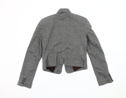 French Connection Grey Blazer Women Size 8 Wool Tweed